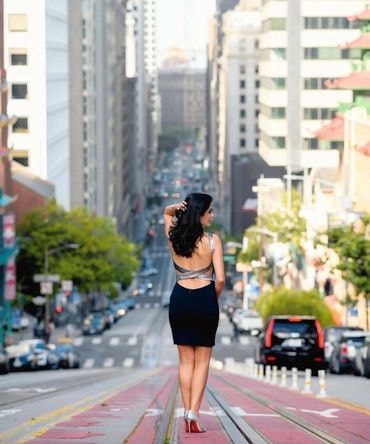 Fashion portrait on city street