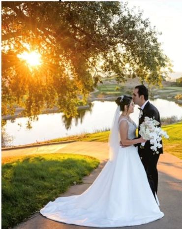 Golden hour wedding portrait