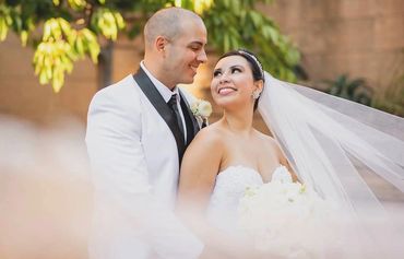 Wedding couple outdoors